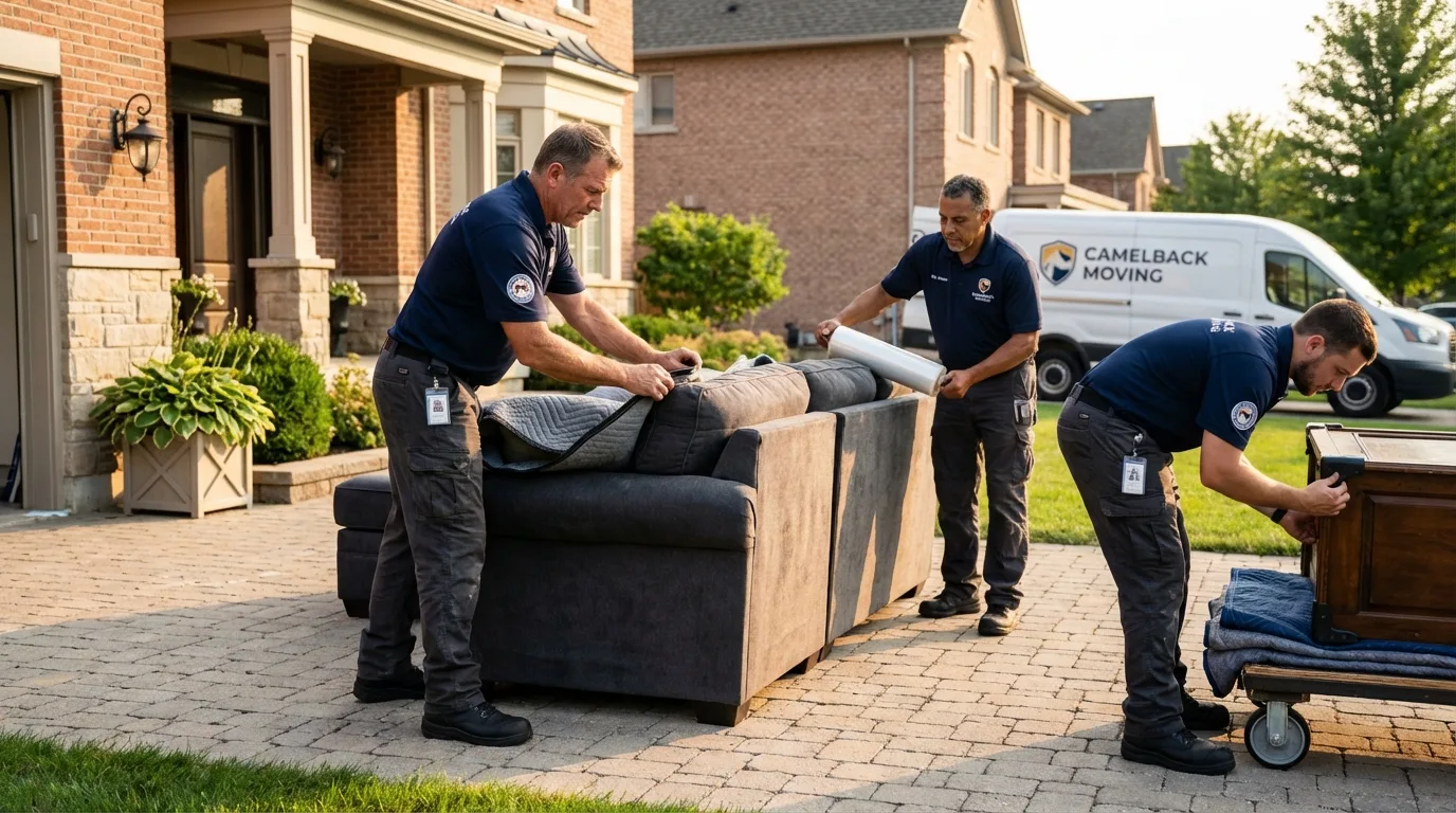 Large estate moving crew wrapping furniture in Oberlin, LA